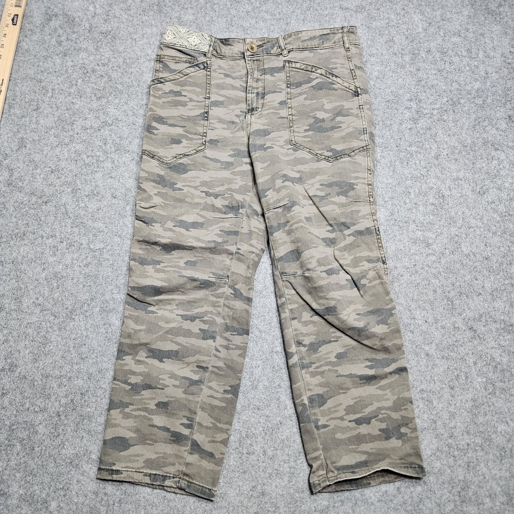 By Anthropologie Ankle Pants Womens Size 29 Camouflage Print Green Cotton‎